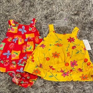 Bright Floral Toddler Sundress Set - Yellow & Red 12mos